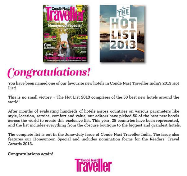 Conde Nast Traveler Letter